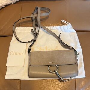 Chloé Faye Wallet on Strap - Motty Grey-100% Authentic